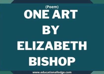 One Art by Elizabeth Bishop